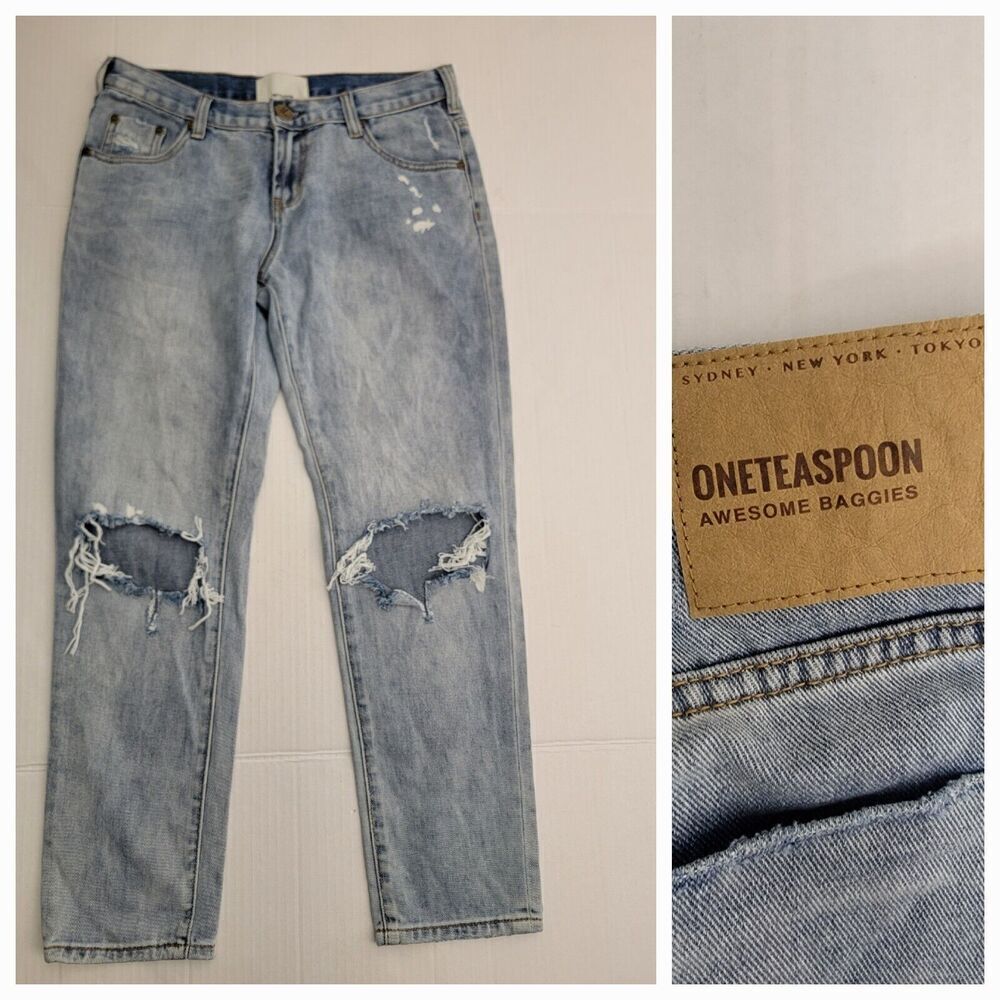 One Teaspoon Jeans Womens Sz 27 Awesome Baggies Relax Distressed